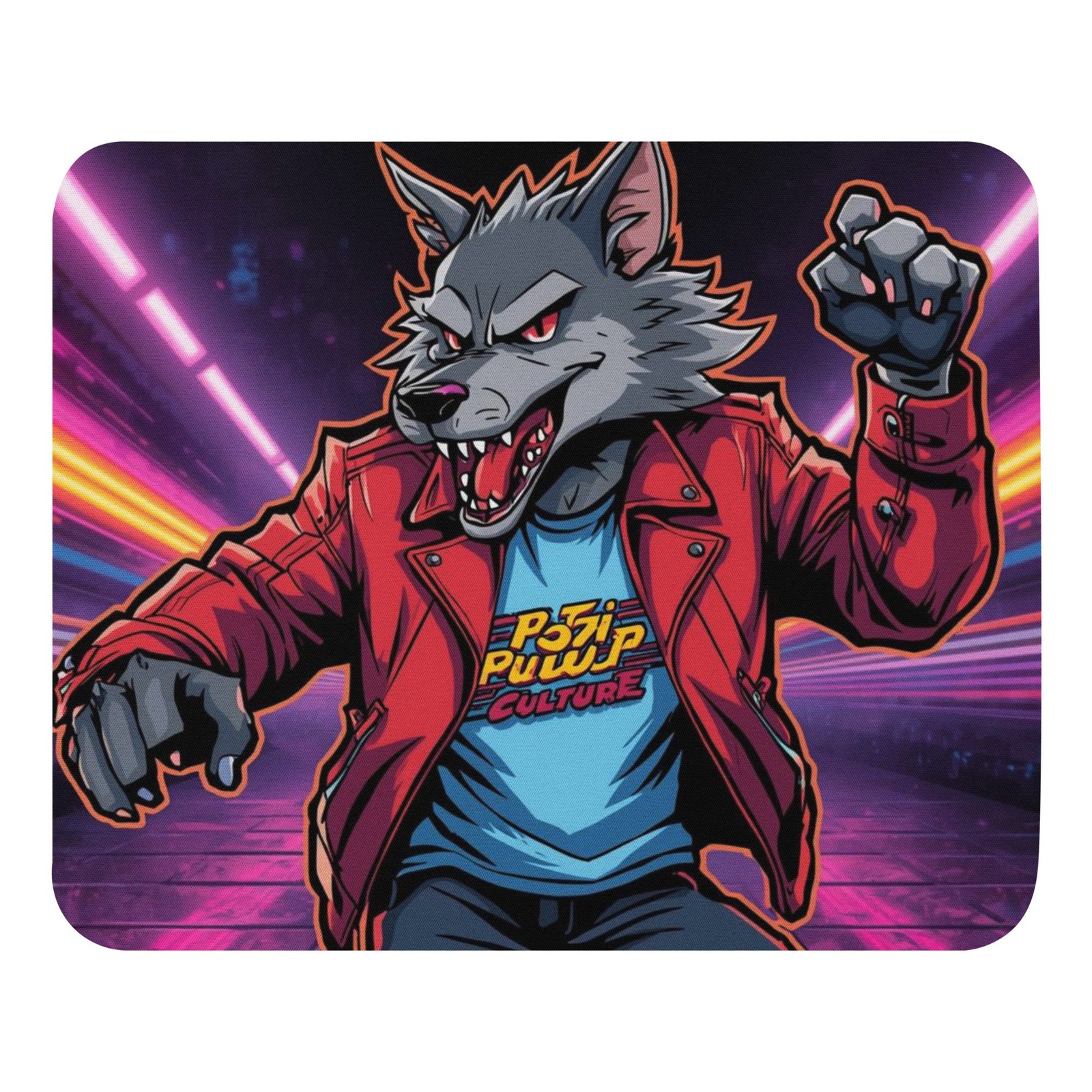 mouse-pad-white-front-68d863cf3e1f1.jpg Neon Wolf Rage – Cyber Street Mouse Pad - Image 2