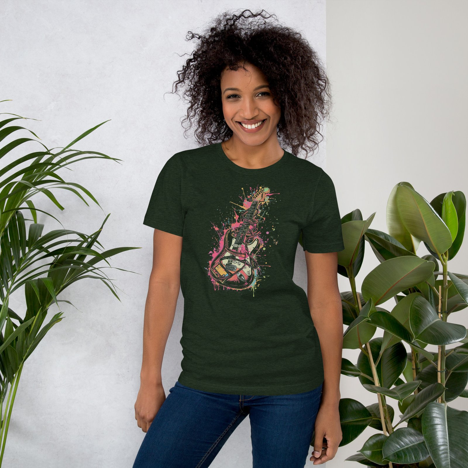 unisex-staple-t-shirt-heather-emerald-front-68d5b1d6779a7.jpg Electric Guitar Splash - Image 4