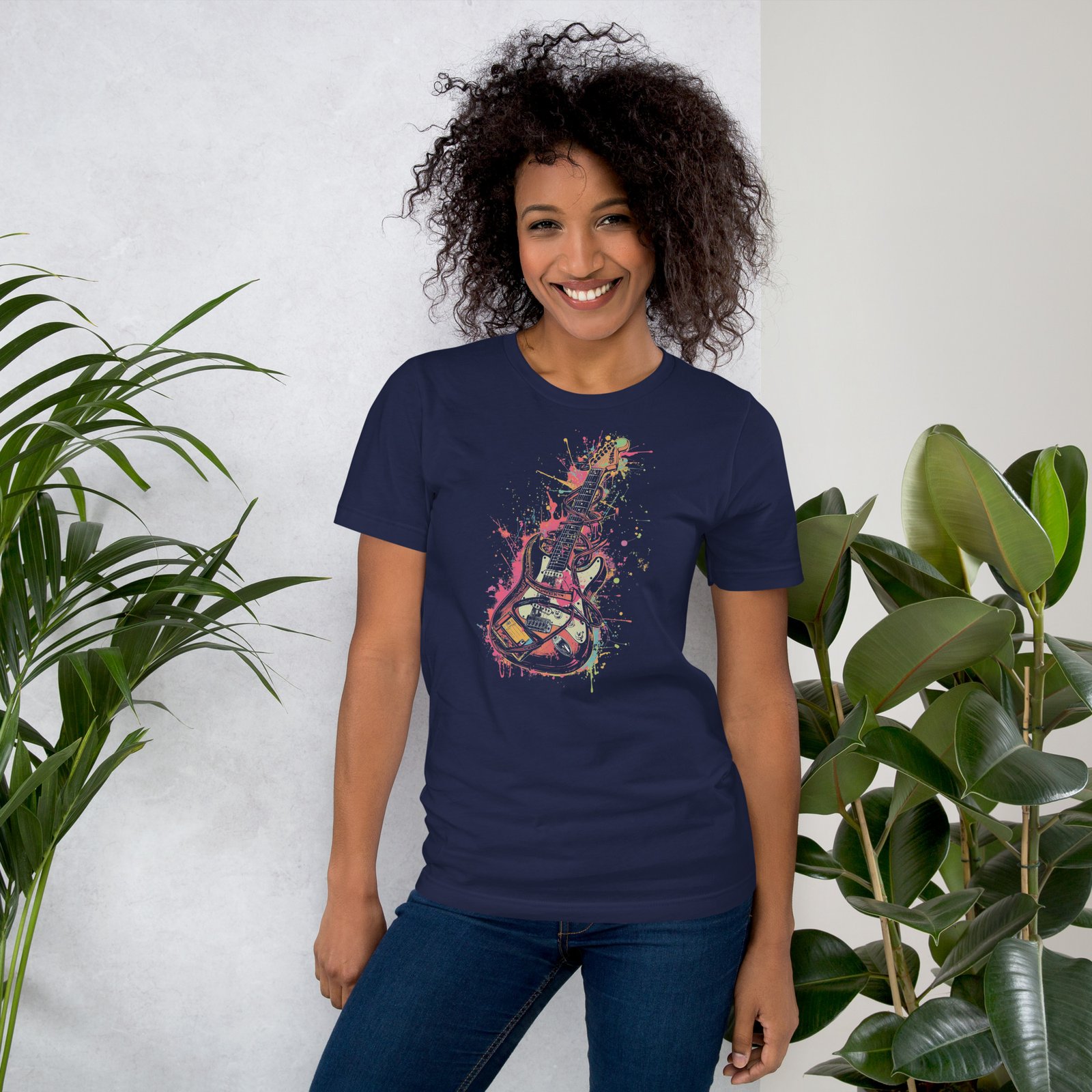 unisex-staple-t-shirt-navy-front-68d5b1d670e76.jpg Electric Guitar Splash - Image 3