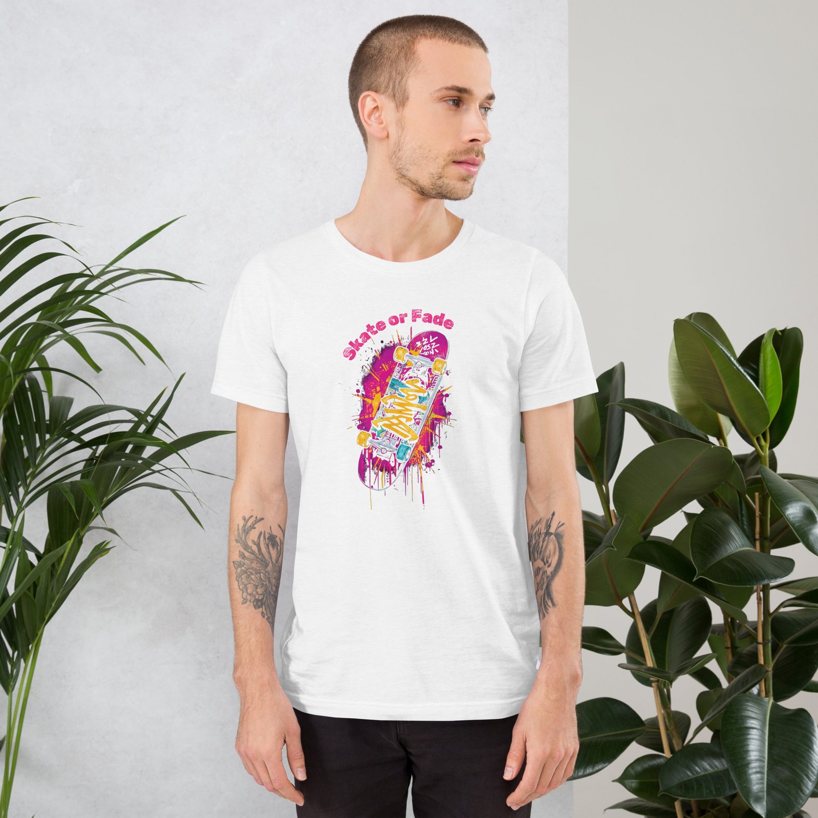 unisex-staple-t-shirt-solid-white-blend-front-68d5b065b819e.jpg Skate or Fade - Image 5