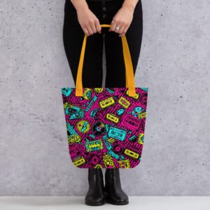 80s music vibes tote bag