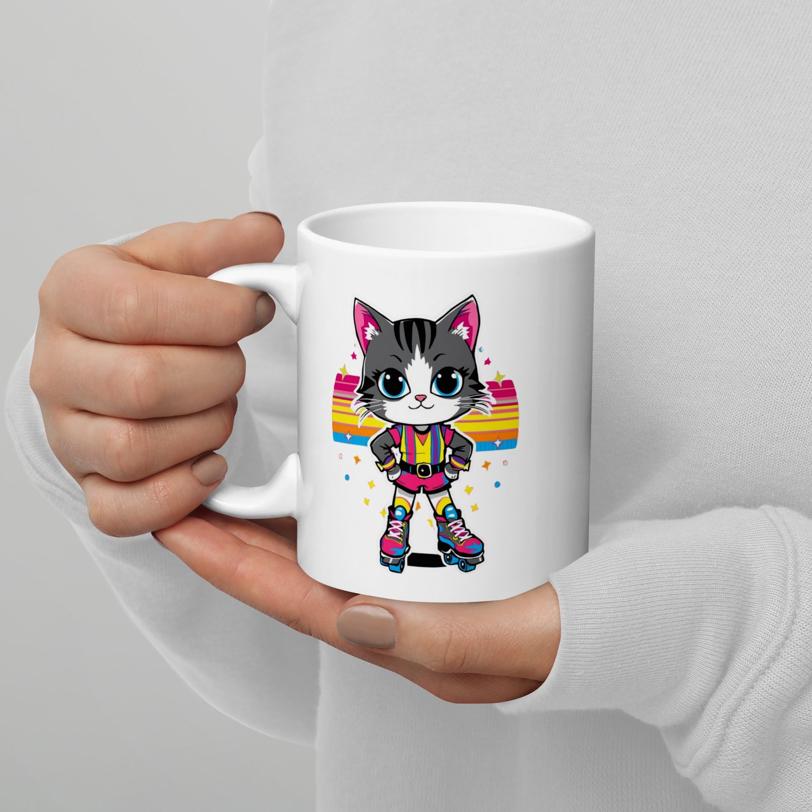 80s roller cat mug 80s roller cat mug